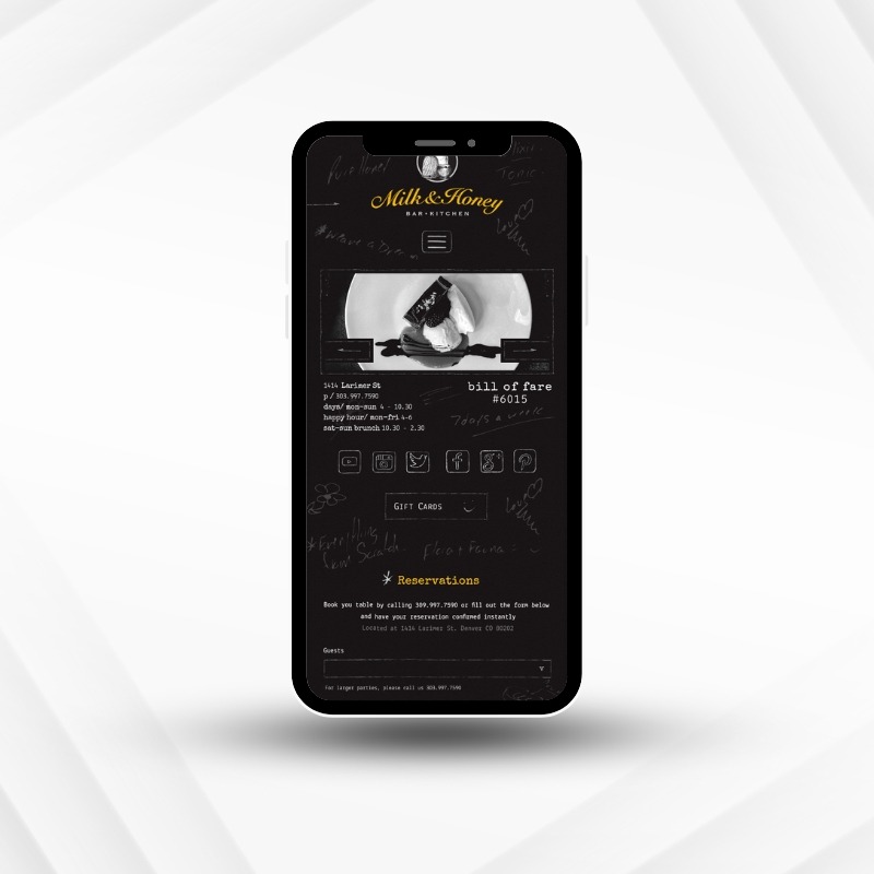 Milk and Honey - Website Design